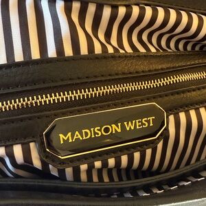Madison West Black Leather Tote Bag